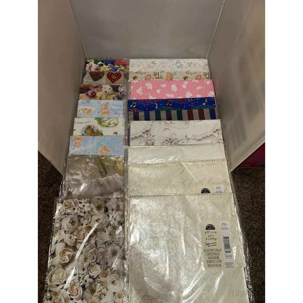 Vintage Hallmark Ambassador Gift Wrap Sheets Lot Wedding Baby Birthday 24pk